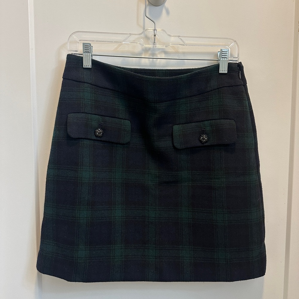 NWT LOFT Tartan Green Navy Blue Mini Skirt Size 6P